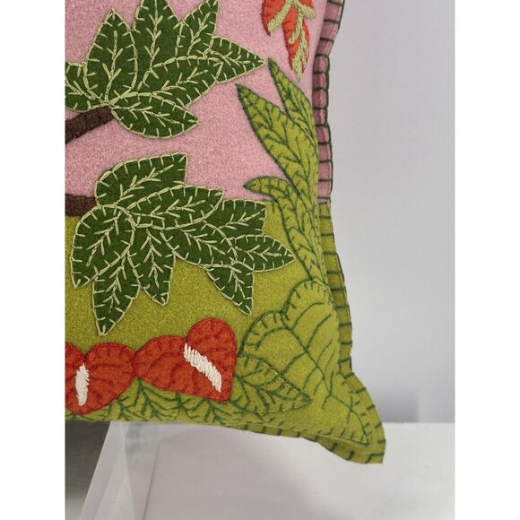 Jan Constantine England 100% Wool Thrown Pillow Feathers Filled Tropical Toucan - Picture 3 of 11